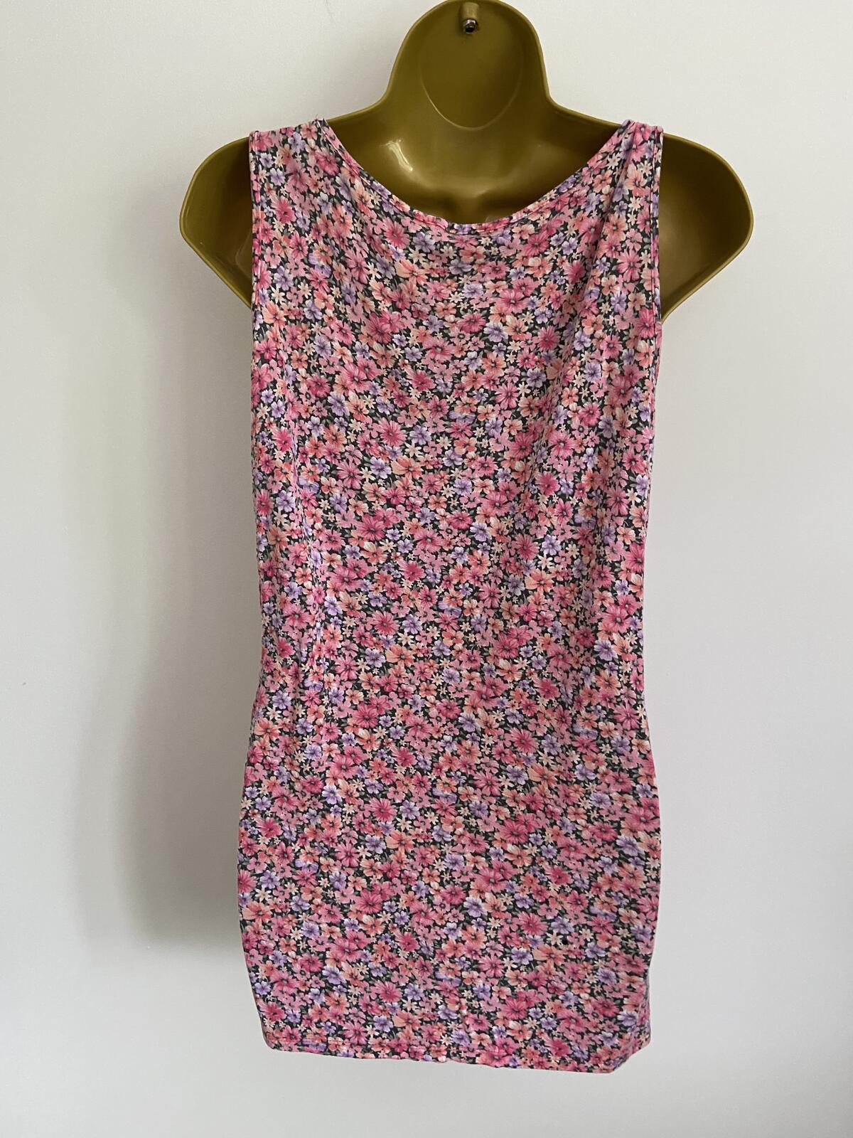 Warehouse Pink & Lilac Floral Sleeveless Tank Top - Size 16