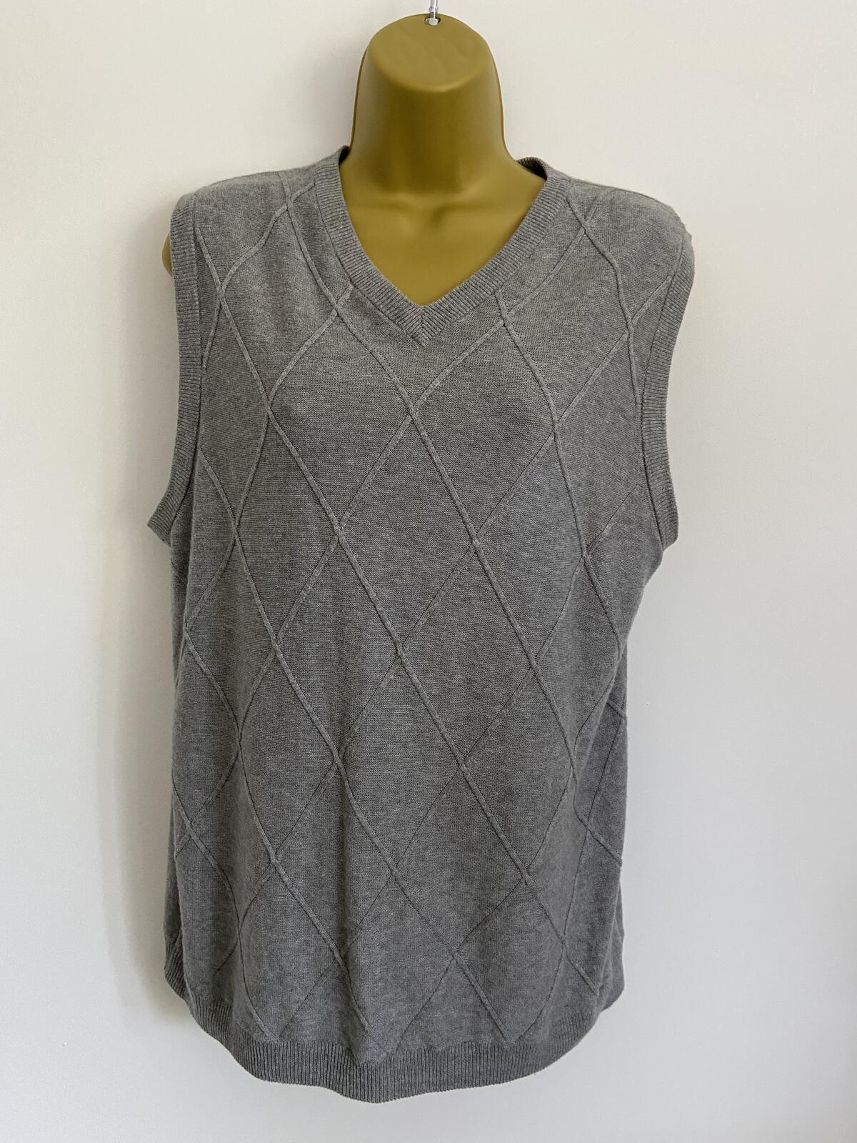 Gap Grey Diagonal Pattern Knitted Tank Vest - Size Medium