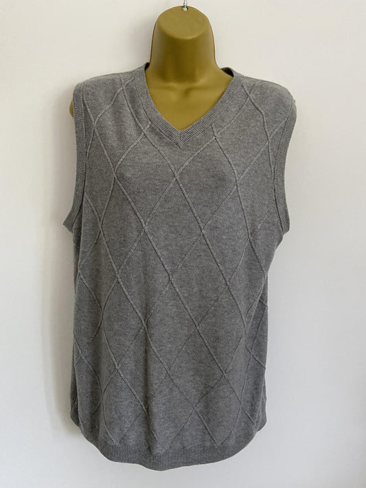 Gap Grey Diagonal Pattern Knitted Tank Vest - Size Medium