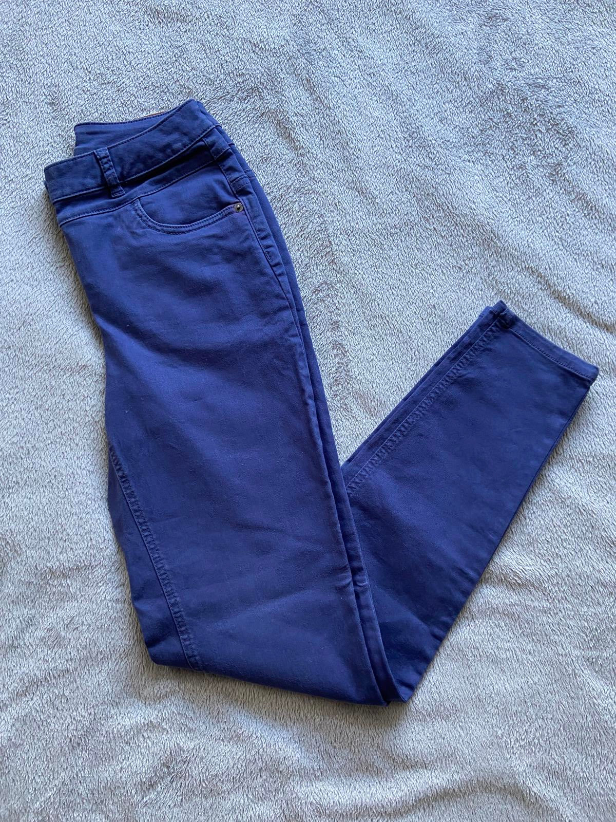 Madeleine Size 8 Navy Blue Jeans High Waist Three Button Zip Fastening 73cm