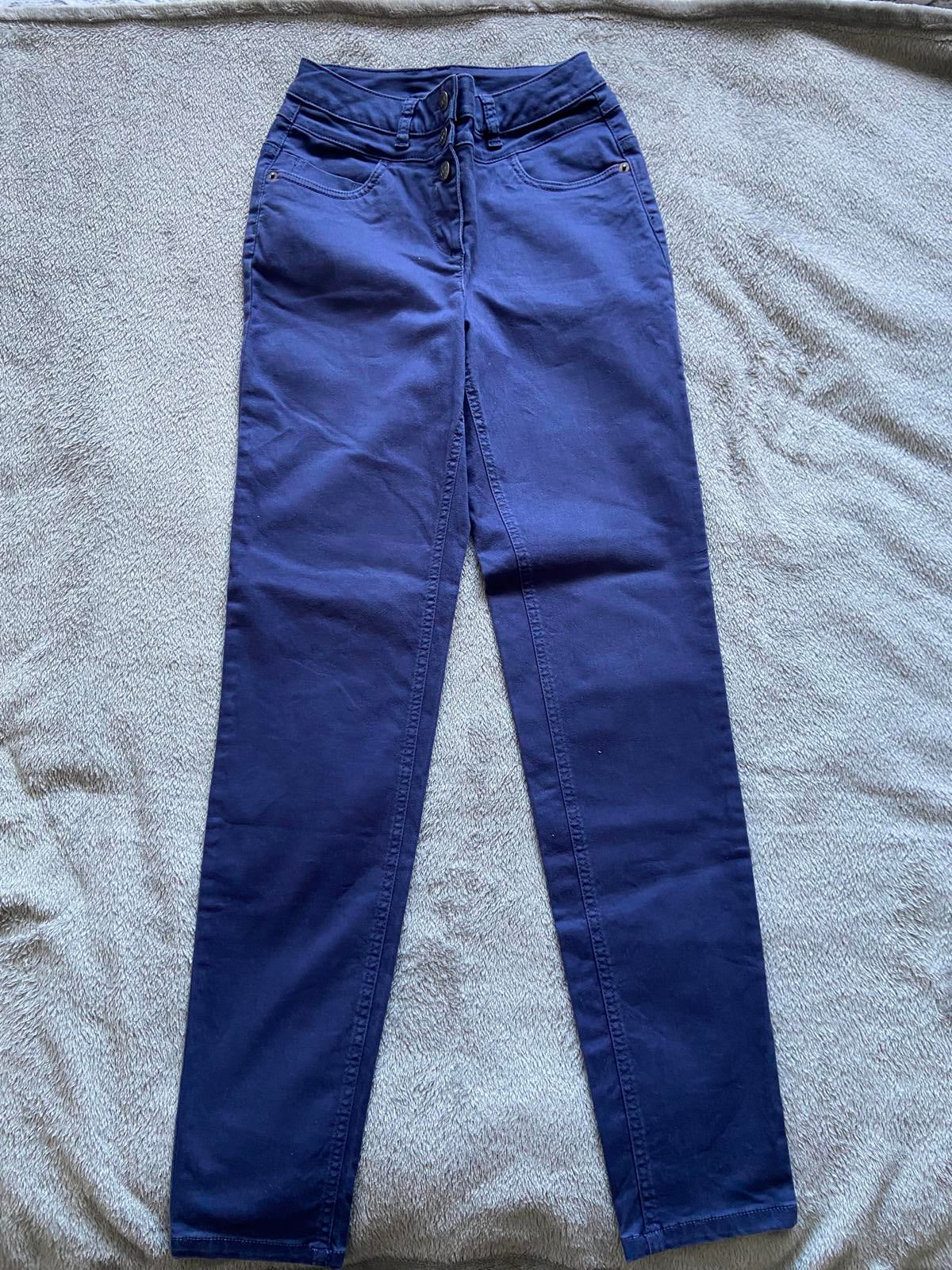 Madeleine Size 8 Navy Blue Jeans High Waist Three Button Zip Fastening 73cm
