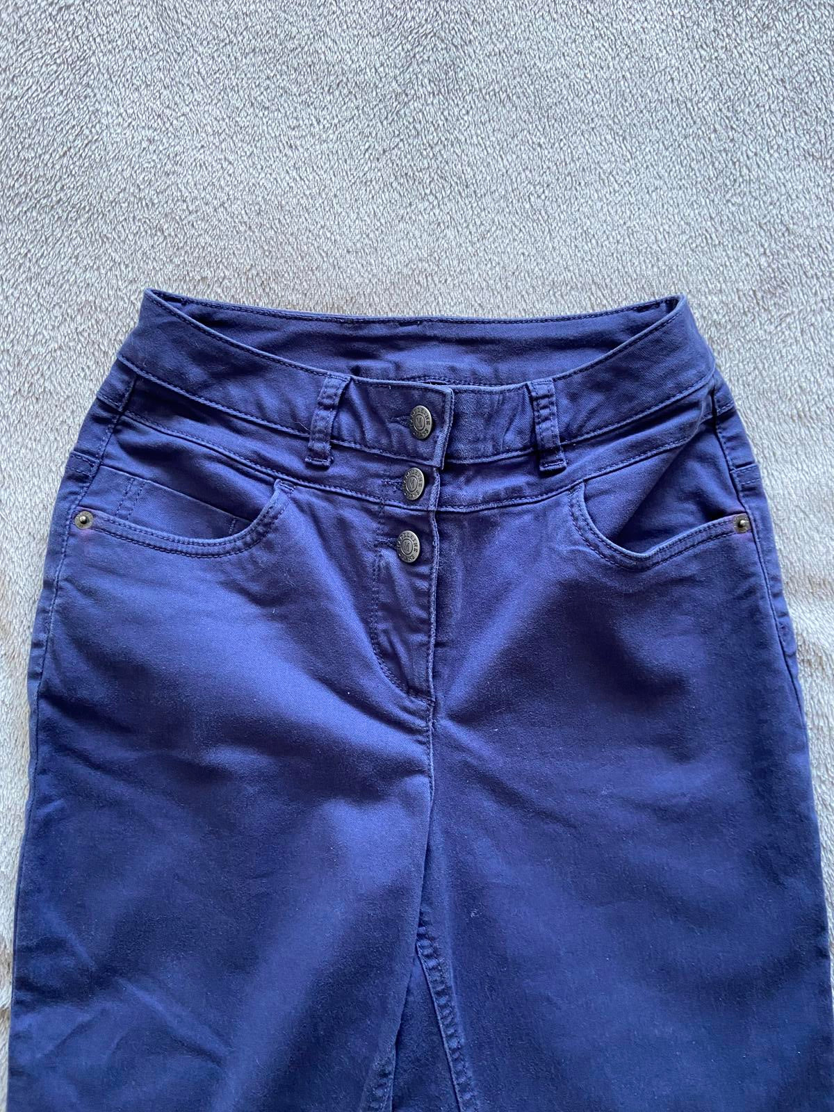 Madeleine Size 8 Navy Blue Jeans High Waist Three Button Zip Fastening 73cm
