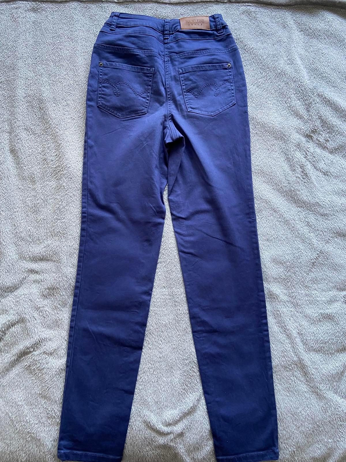 Madeleine Size 8 Navy Blue Jeans High Waist Three Button Zip Fastening 73cm