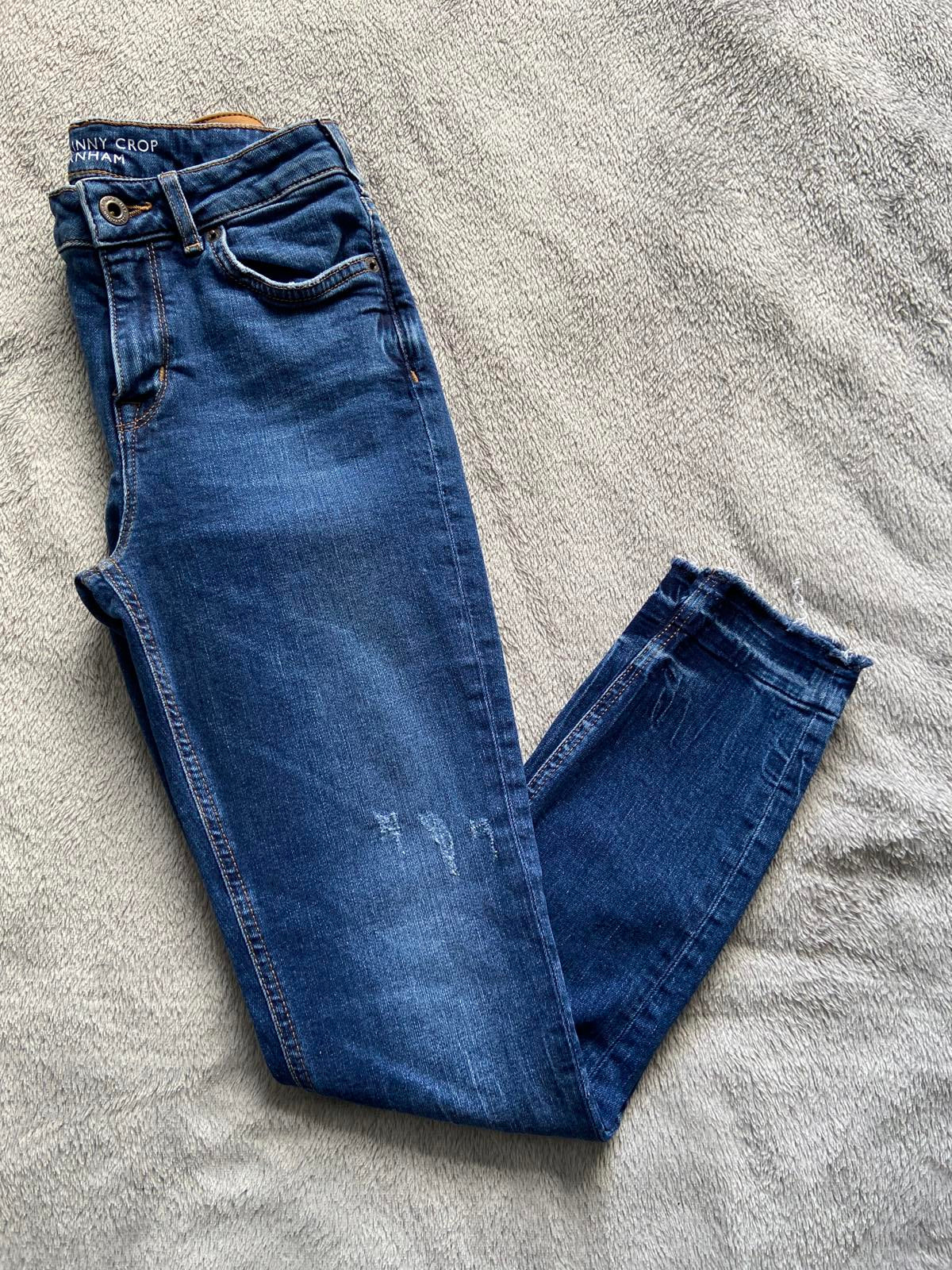 Jack Wills Size 26W Ladies Blue Super Skinny Cropped Jeans Distressed Raw Hem