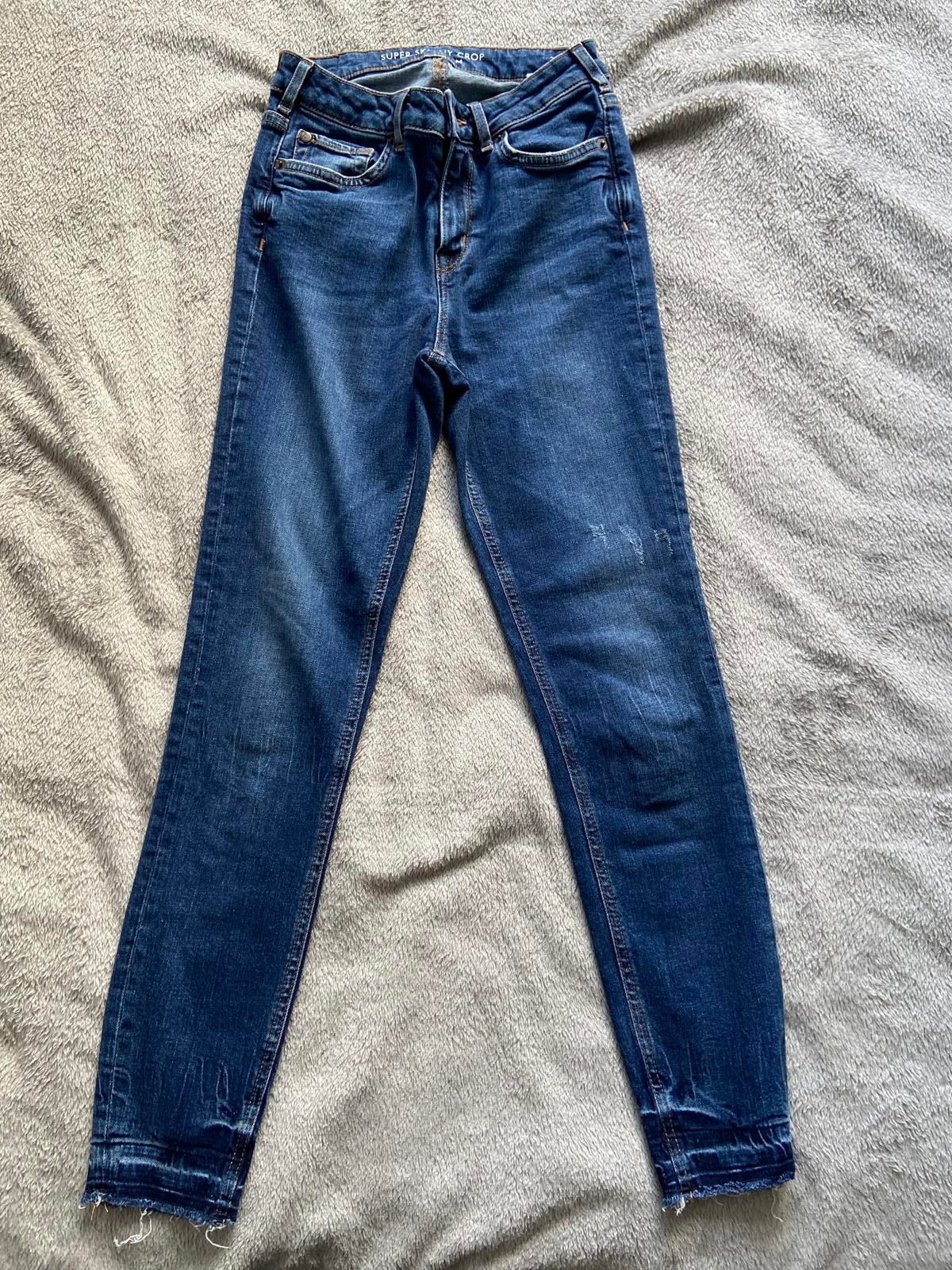 Jack Wills Size 26W Ladies Blue Super Skinny Cropped Jeans Distressed Raw Hem