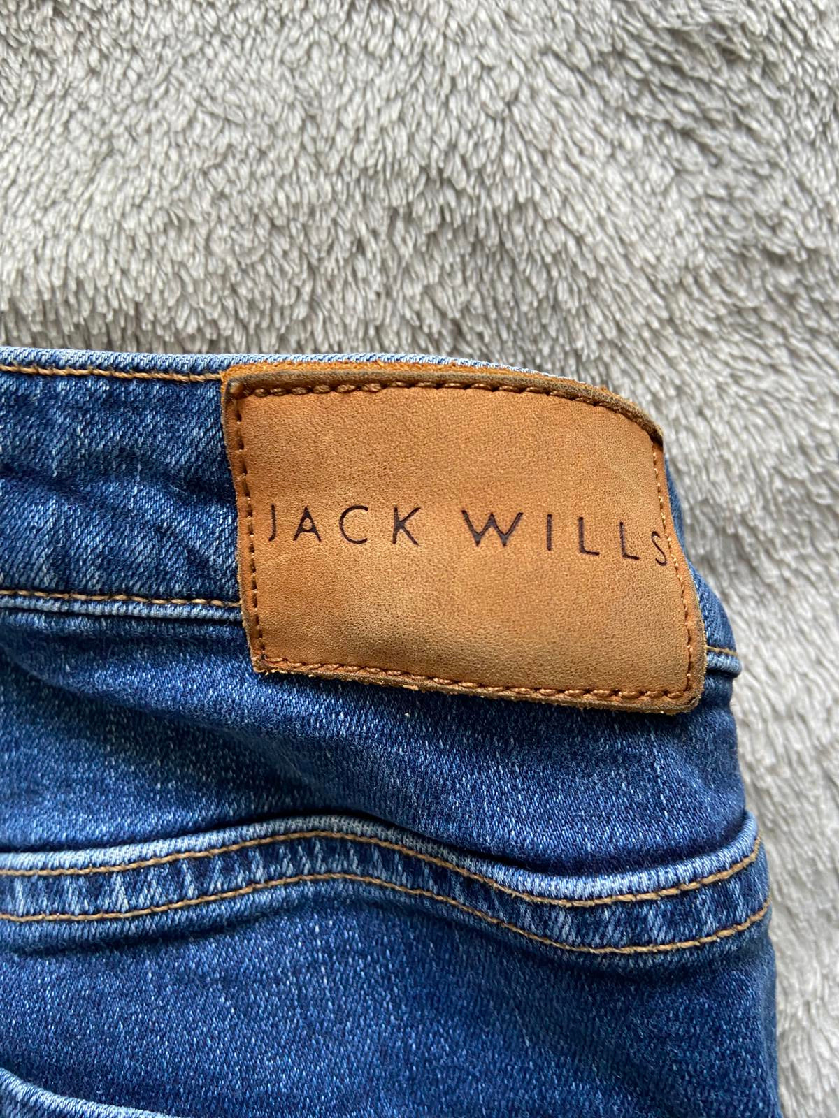 Jack Wills Size 26W Ladies Blue Super Skinny Cropped Jeans Distressed Raw Hem