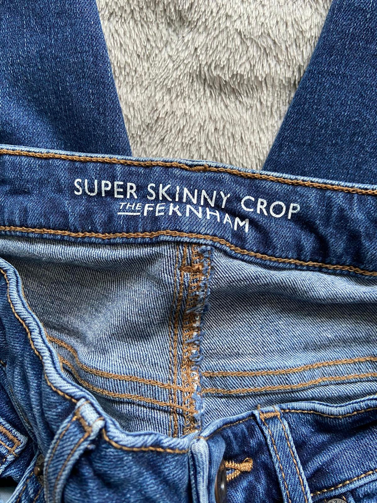 Jack Wills Size 26W Ladies Blue Super Skinny Cropped Jeans Distressed Raw Hem