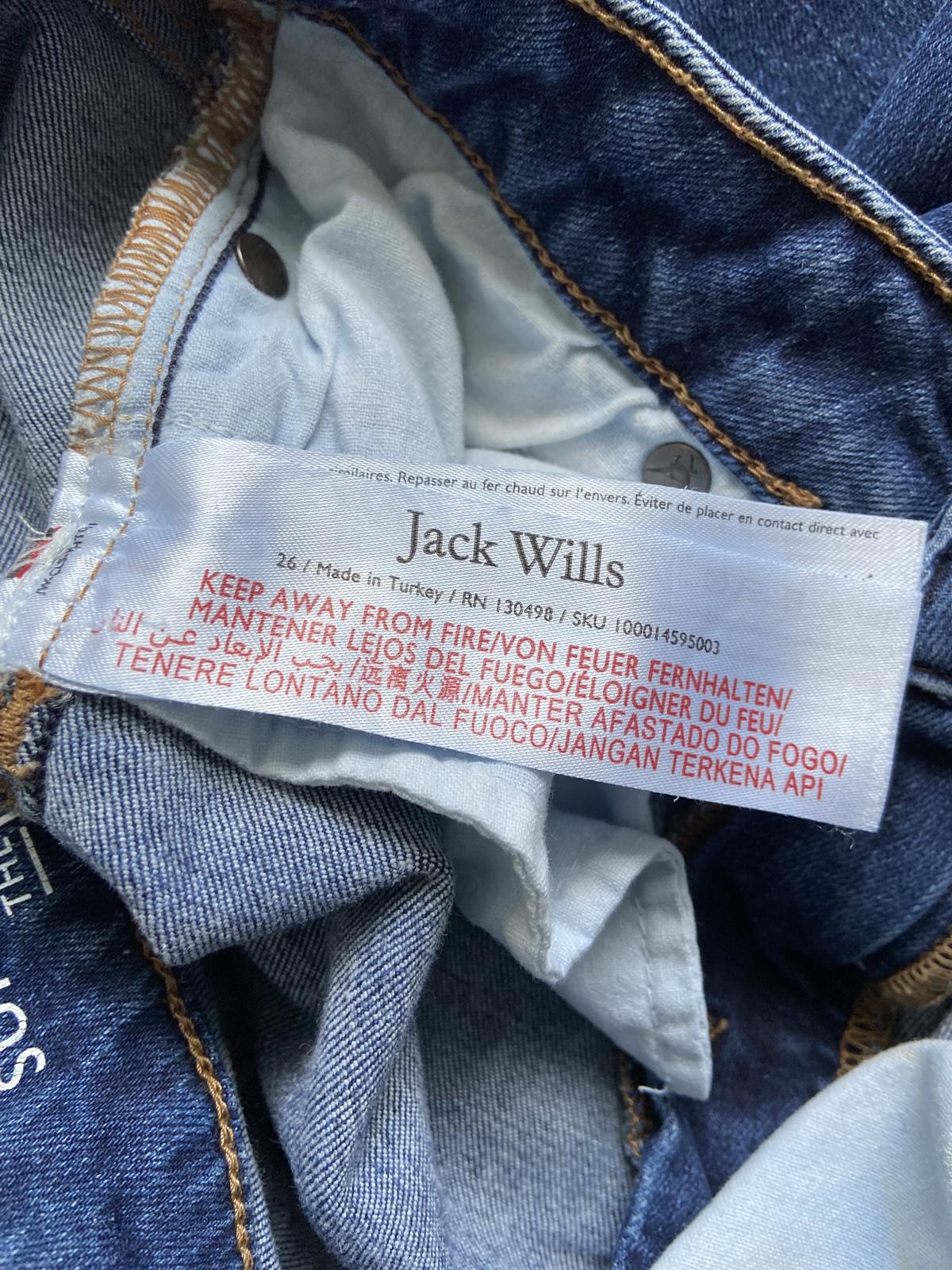 Jack Wills Size 26W Ladies Blue Super Skinny Cropped Jeans Distressed Raw Hem