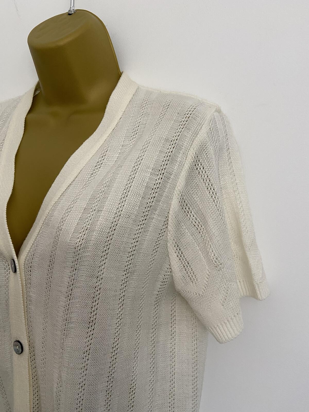 In Stitches Cream Short Sleeve Lightweight Cardigan - Size 12
