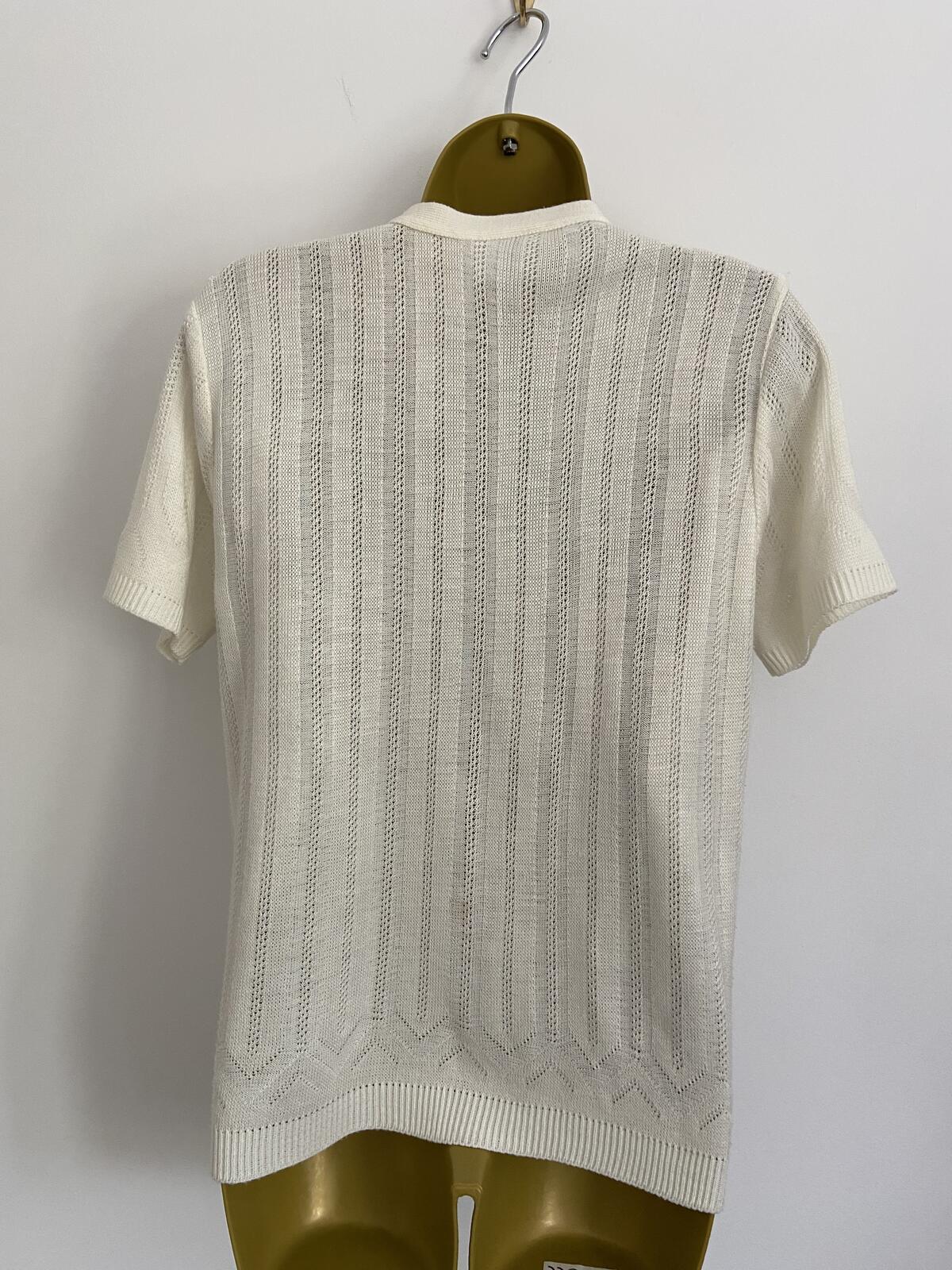 In Stitches Cream Short Sleeve Lightweight Cardigan - Size 12