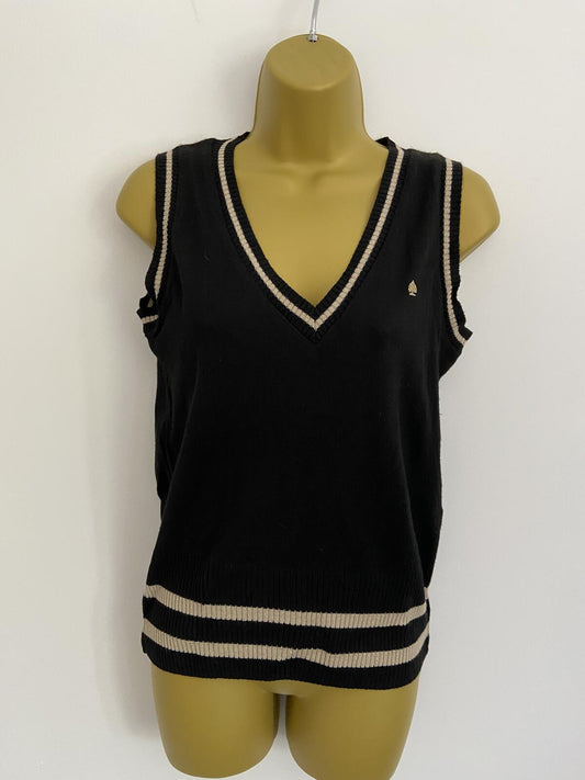 George Black Knit Tank Top with Gold Detail - Size 12