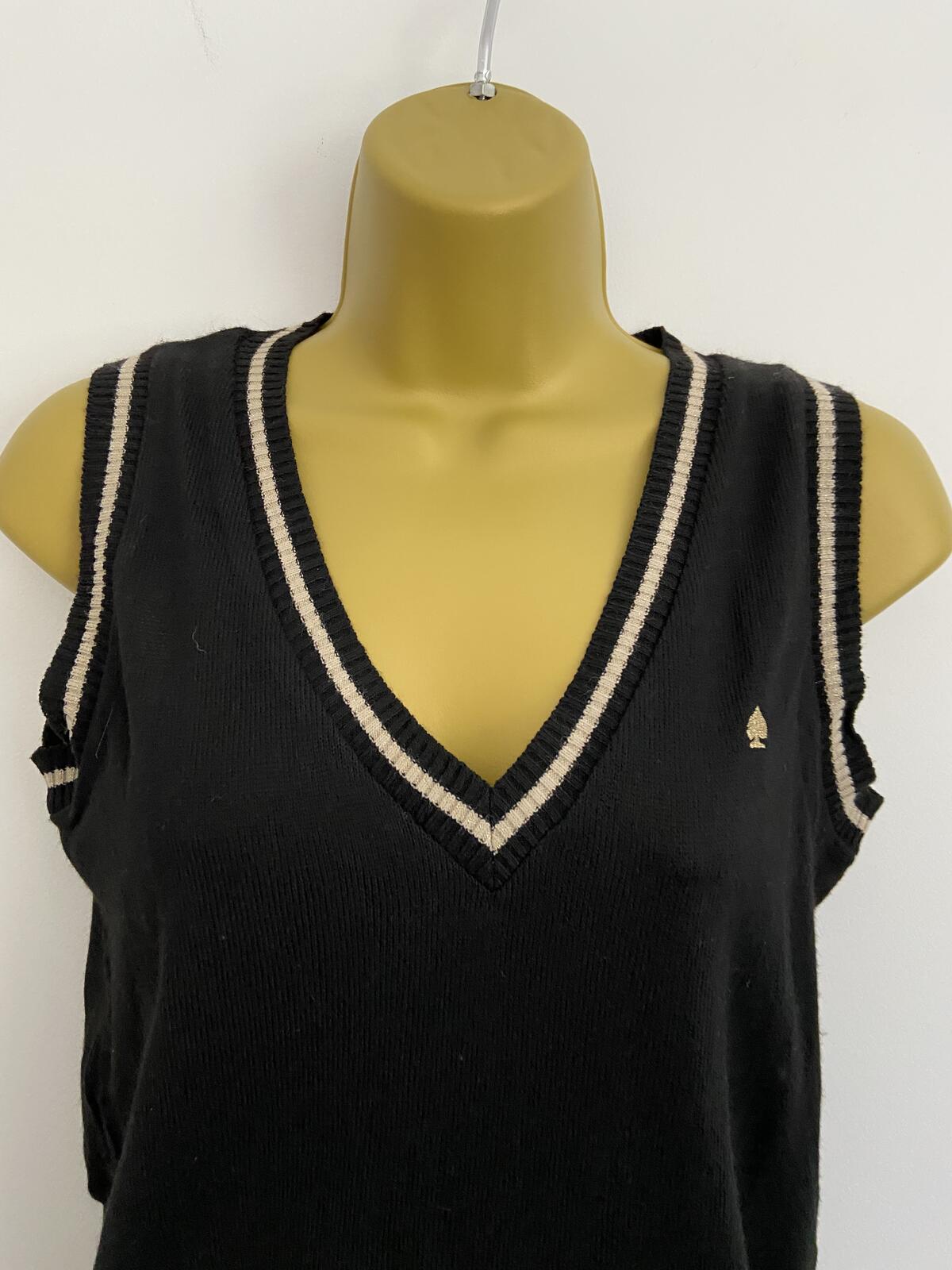 George Black Knit Tank Top with Gold Detail - Size 12