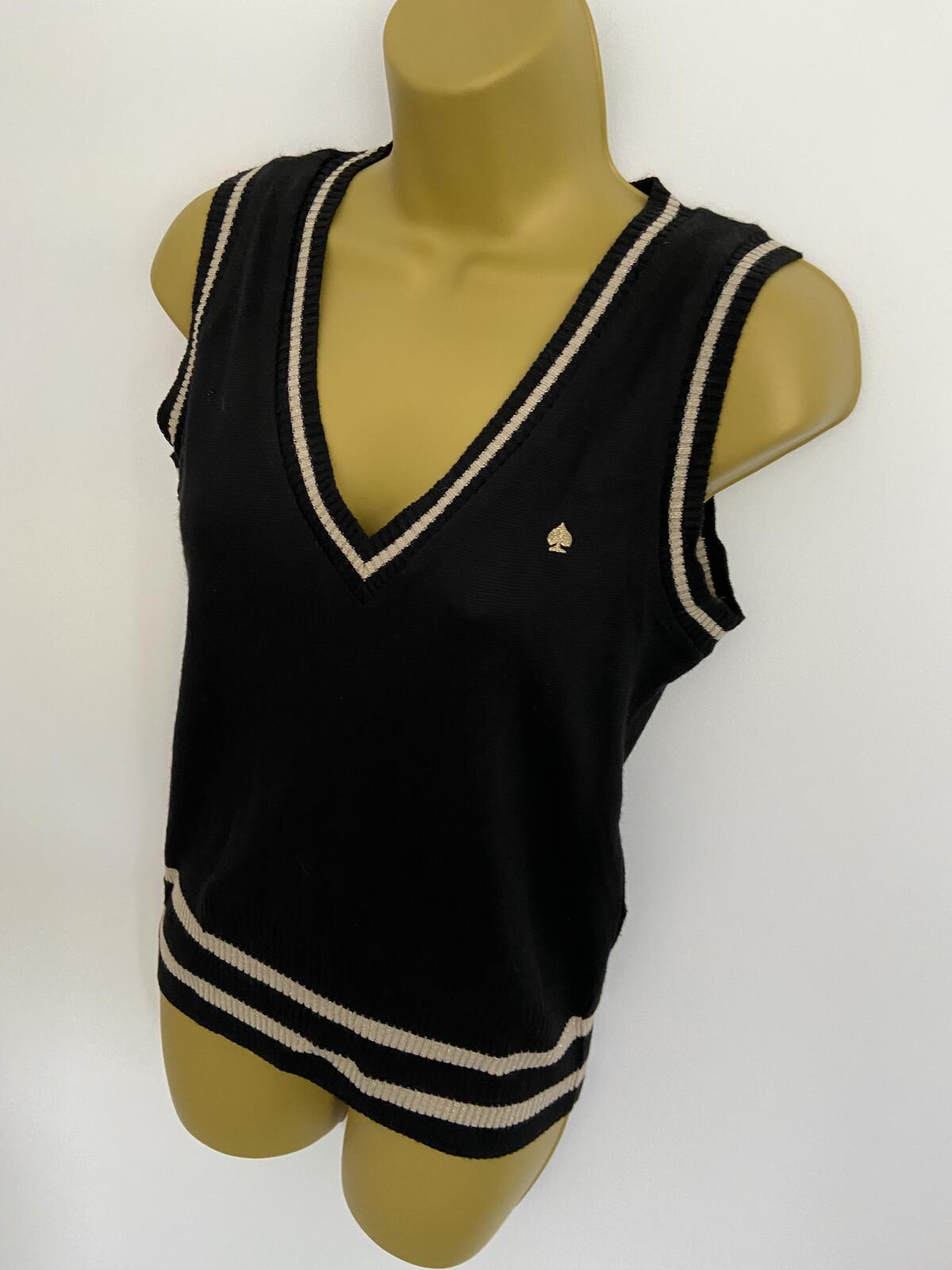 George Black Knit Tank Top with Gold Detail - Size 12