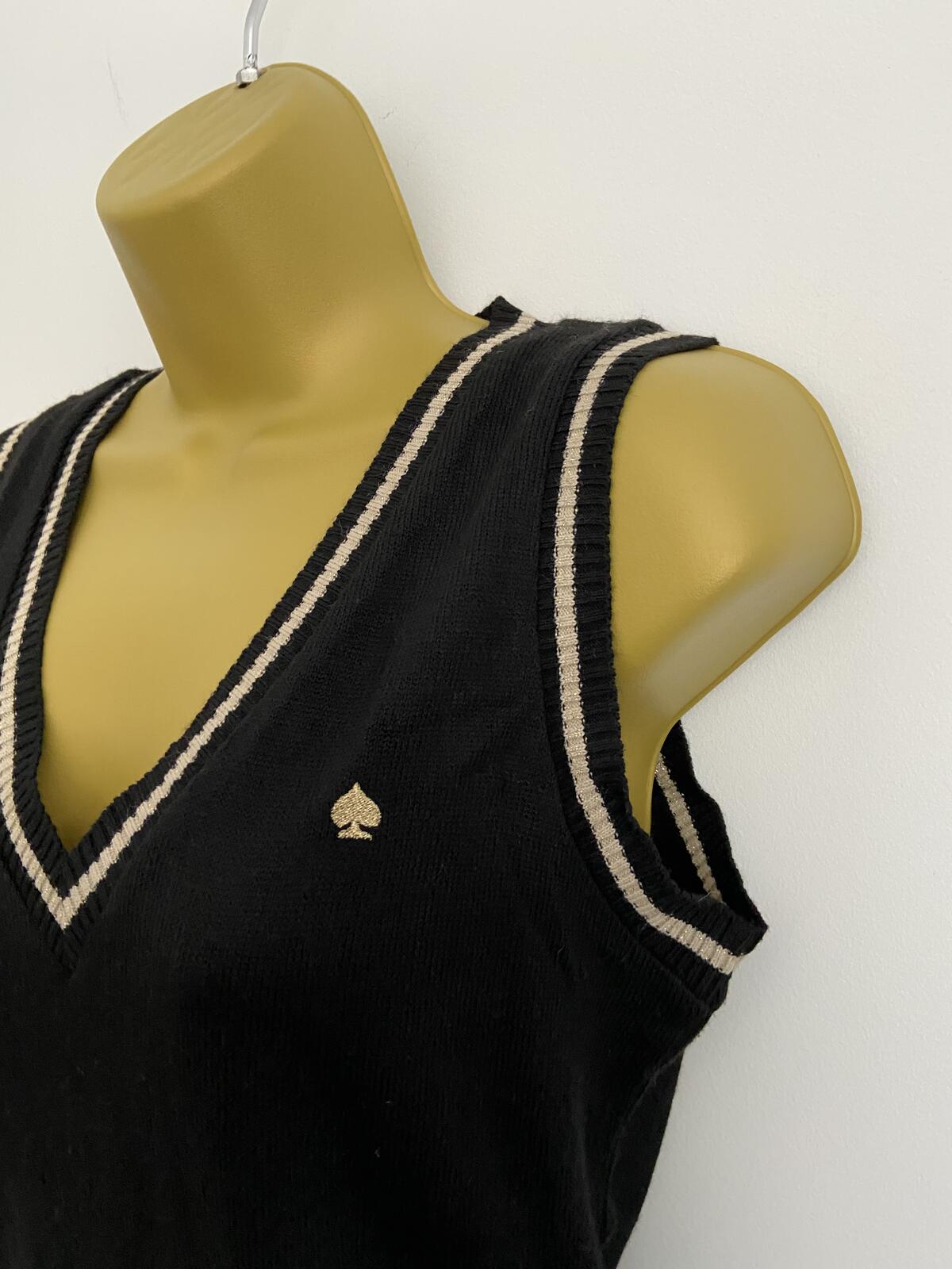 George Black Knit Tank Top with Gold Detail - Size 12