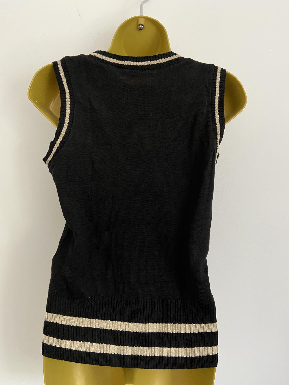 George Black Knit Tank Top with Gold Detail - Size 12