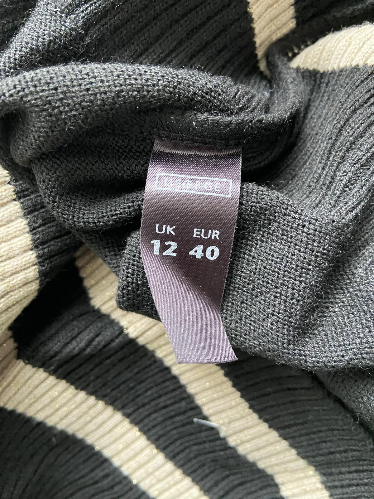 George Black Knit Tank Top with Gold Detail - Size 12