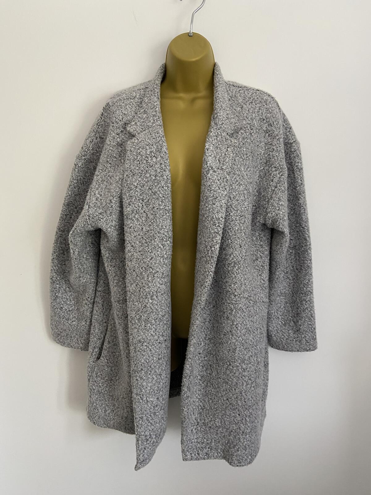 M&S Grey Open Front Cardigan with Pockets - Size 16