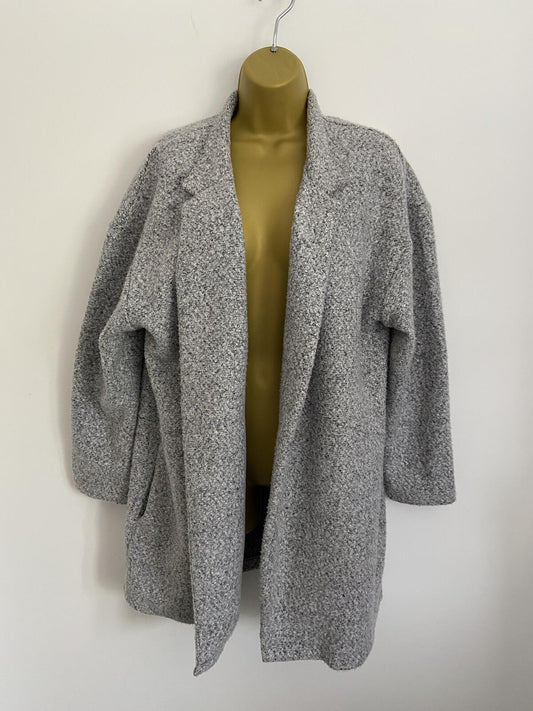 M&S Grey Open Front Cardigan with Pockets - Size 16