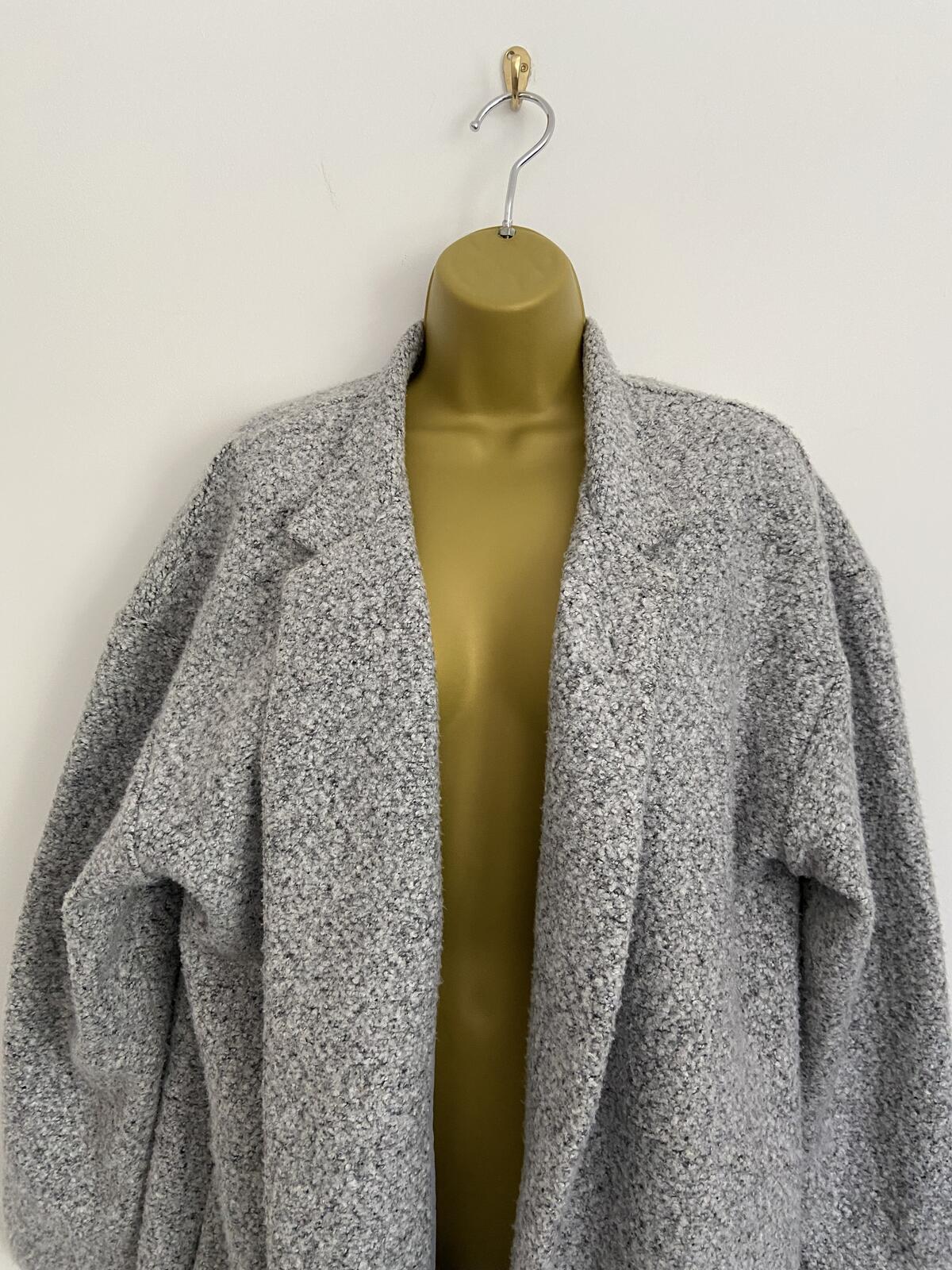 M&S Grey Open Front Cardigan with Pockets - Size 16
