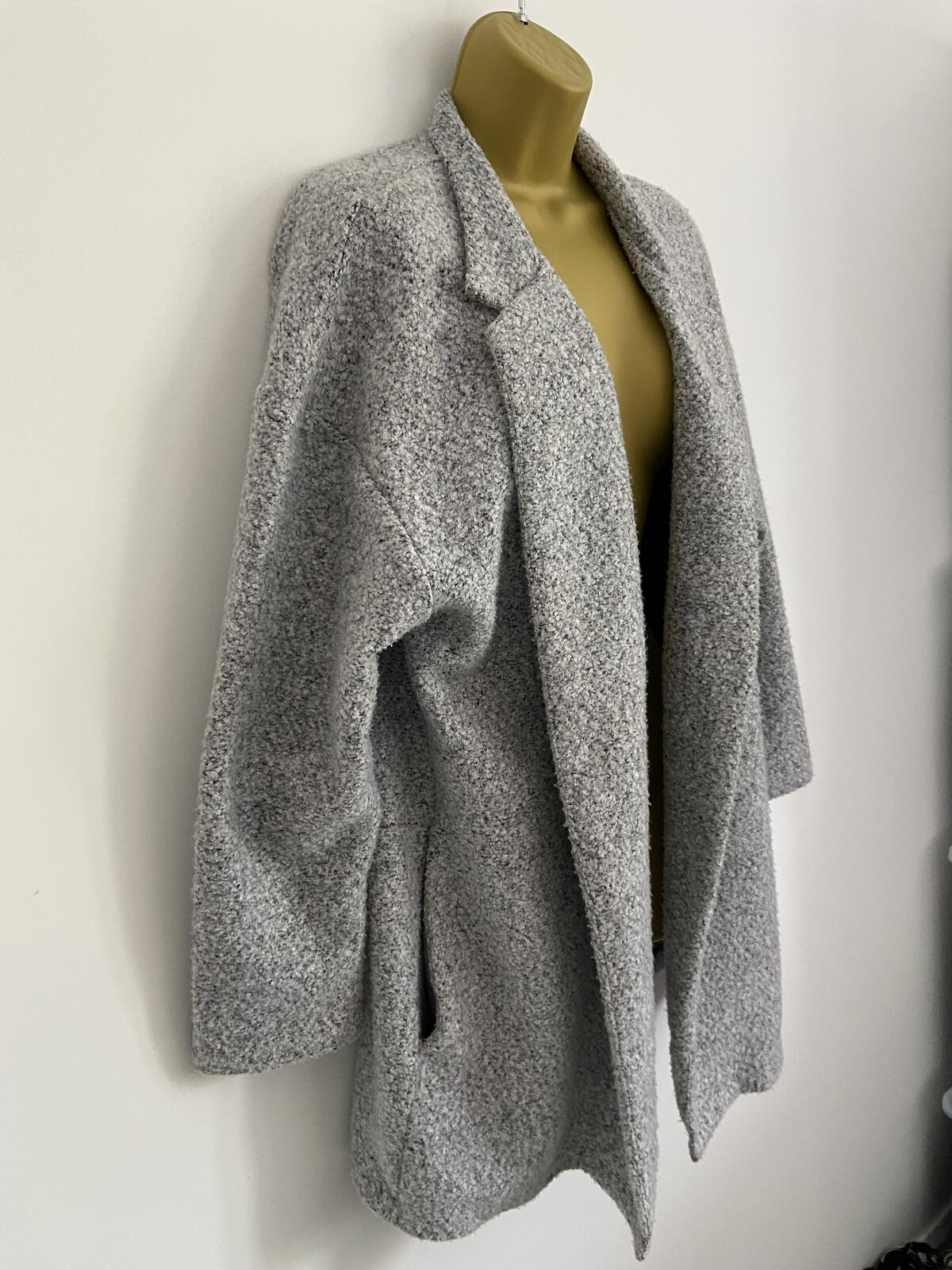 M&S Grey Open Front Cardigan with Pockets - Size 16