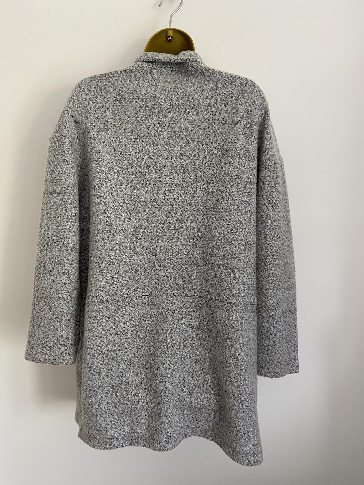 M&S Grey Open Front Cardigan with Pockets - Size 16