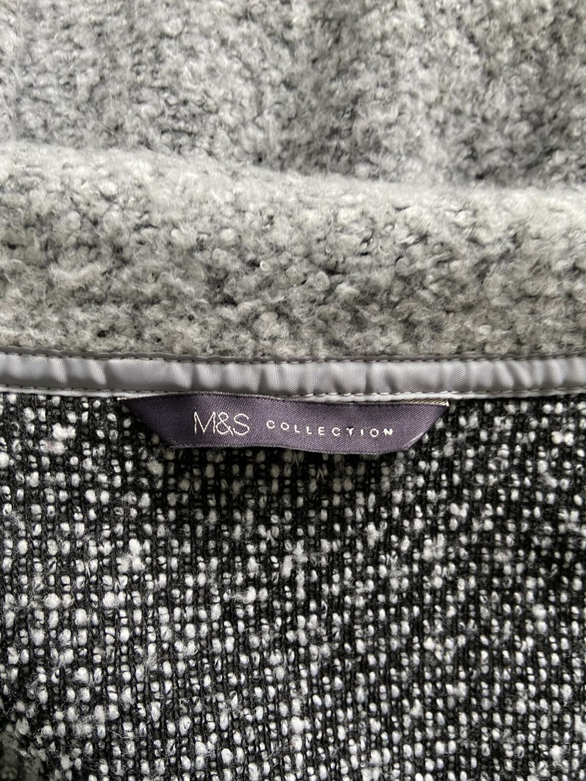 M&S Grey Open Front Cardigan with Pockets - Size 16