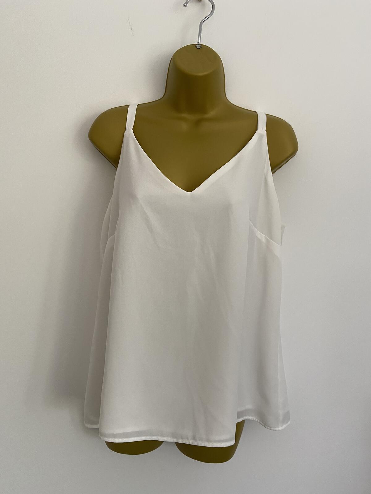 F&F White V-Neck Cami Top - Size 14
