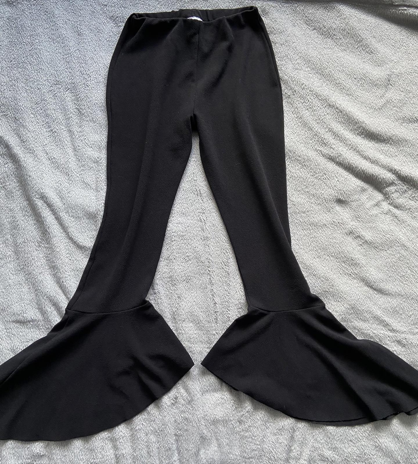 Reverse Size 8 Black Extreme Flare Trousers Frill Hem Retro Party Pant