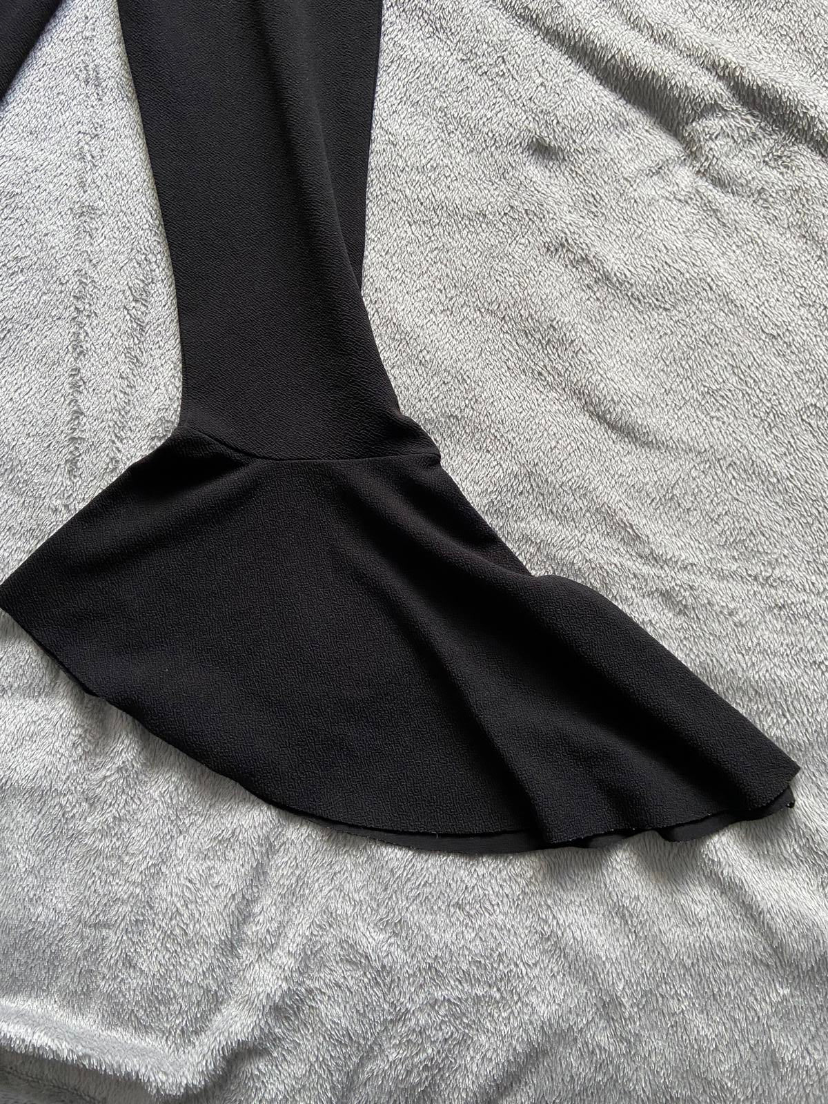 Reverse Size 8 Black Extreme Flare Trousers Frill Hem Retro Party Pant