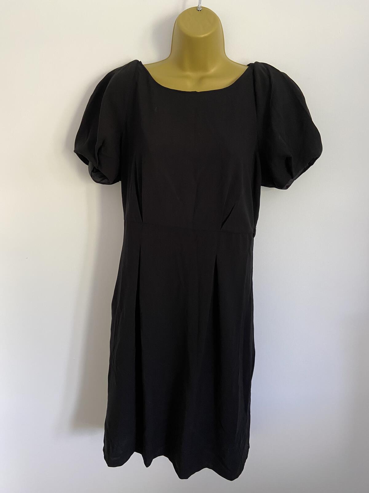 HIJKLMUVWXYZ Black Short Sleeve Dress with Pockets - Size 12