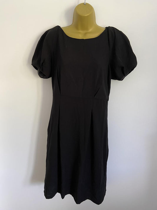 HIJKLMUVWXYZ Black Short Sleeve Dress with Pockets - Size 12