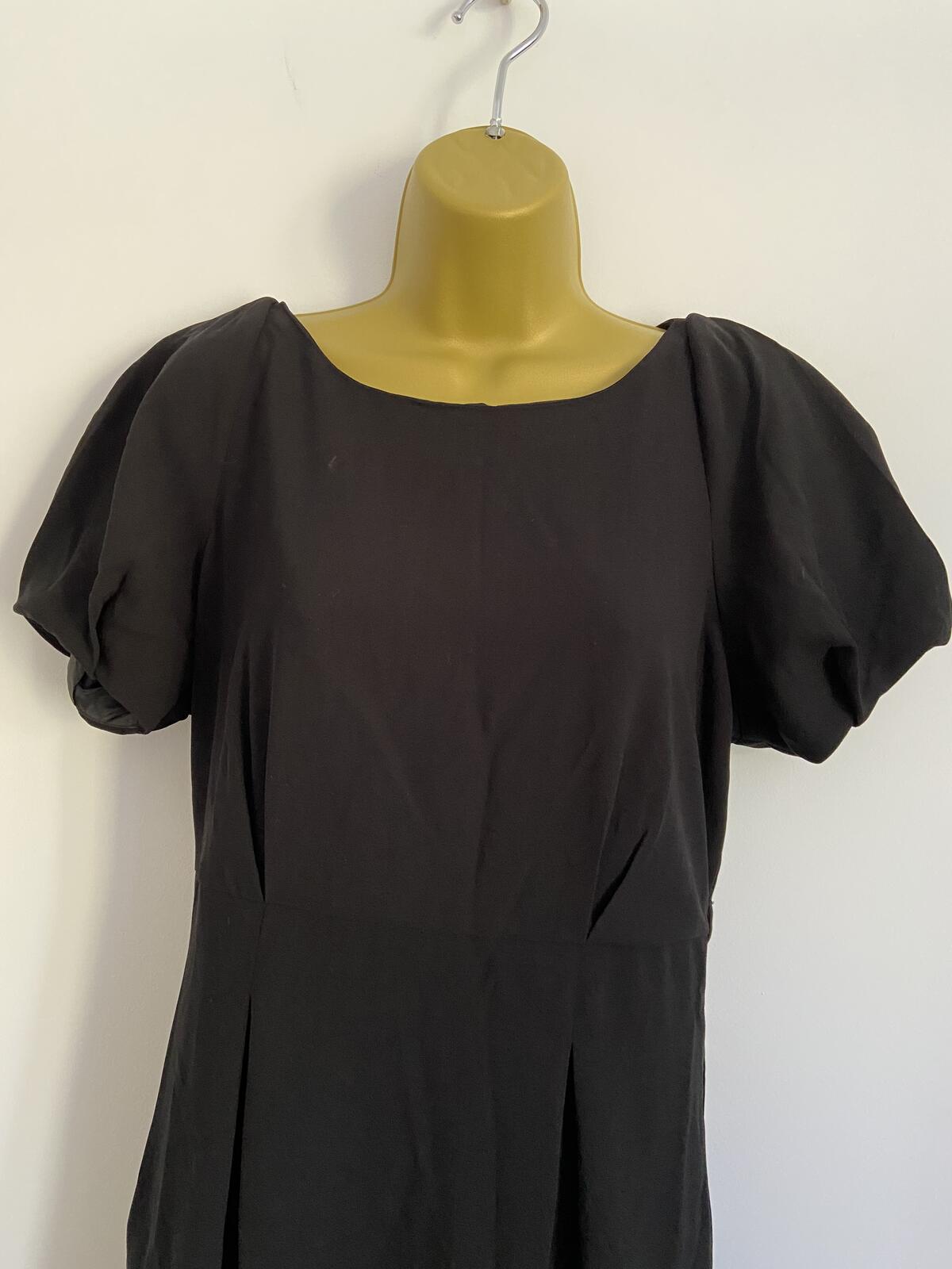 HIJKLMUVWXYZ Black Short Sleeve Dress with Pockets - Size 12