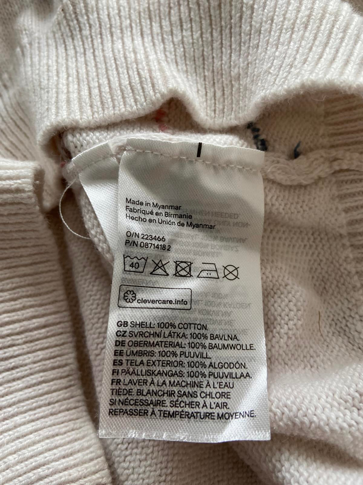 H&M Girls' Cream Knit Jumper - Multi-Coloured Embroidered Pom-Poms, Age 8-10