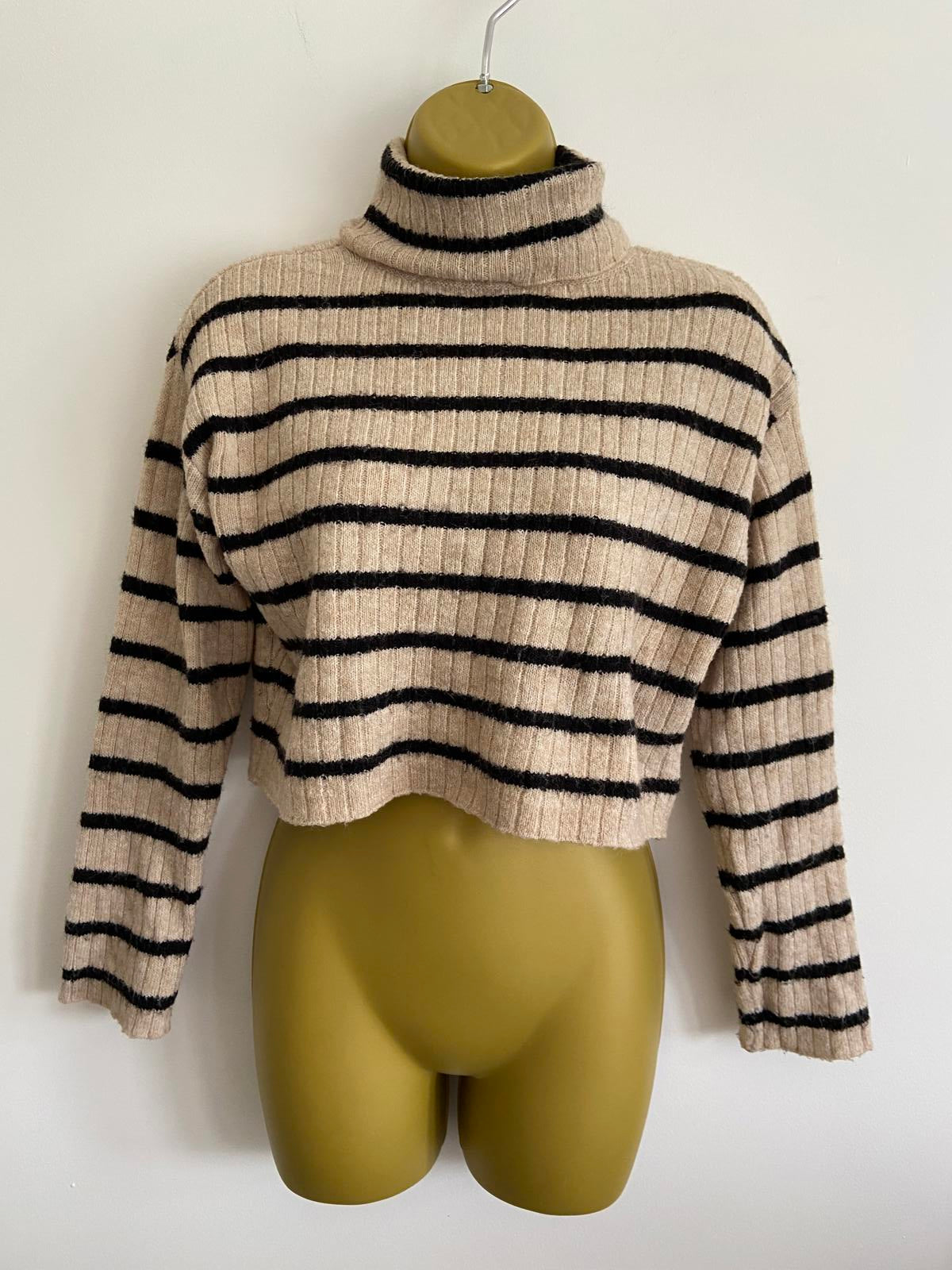 H&M Girls' High Neck Striped Jumper - Soft Knit, Age 10-12