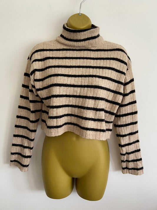 H&M Girls' High Neck Striped Jumper - Soft Knit, Age 10-12