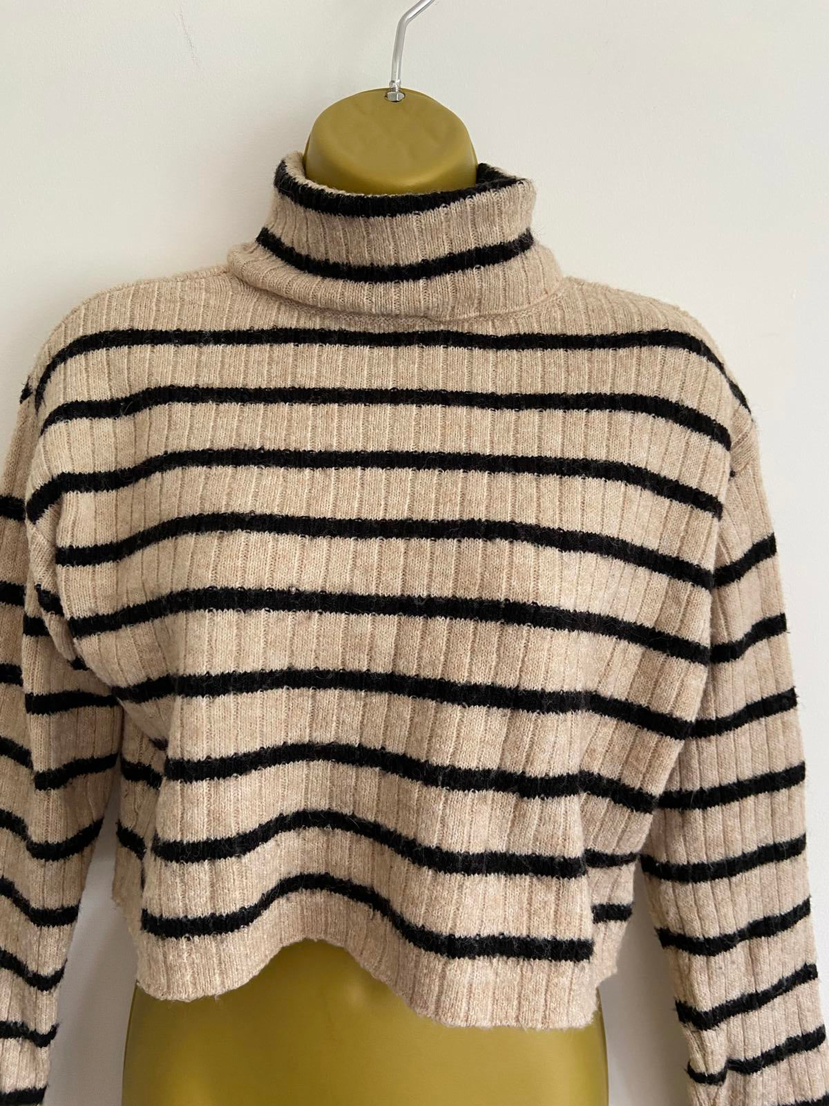 H&M Girls' High Neck Striped Jumper - Soft Knit, Age 10-12
