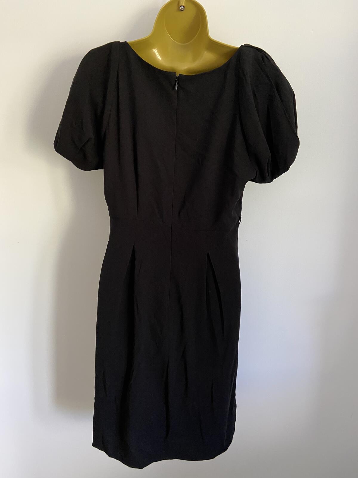HIJKLMUVWXYZ Black Short Sleeve Dress with Pockets - Size 12