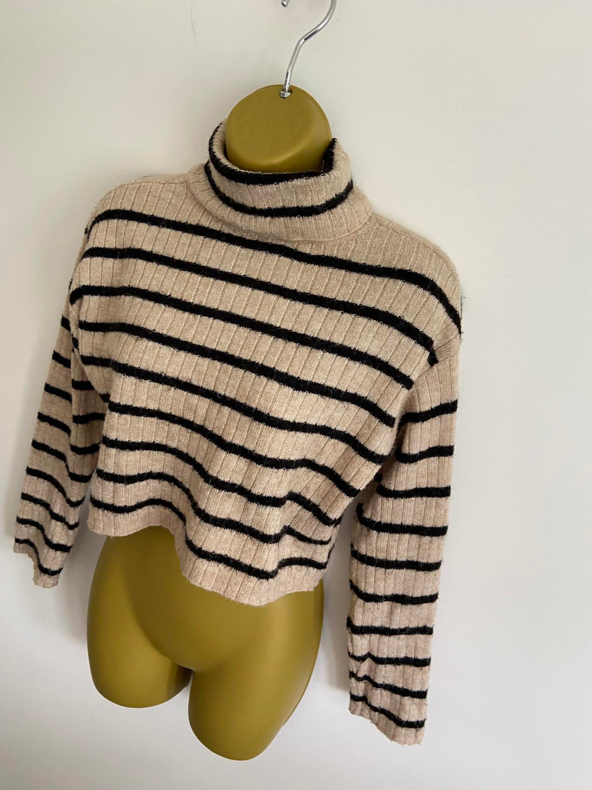 H&M Girls' High Neck Striped Jumper - Soft Knit, Age 10-12