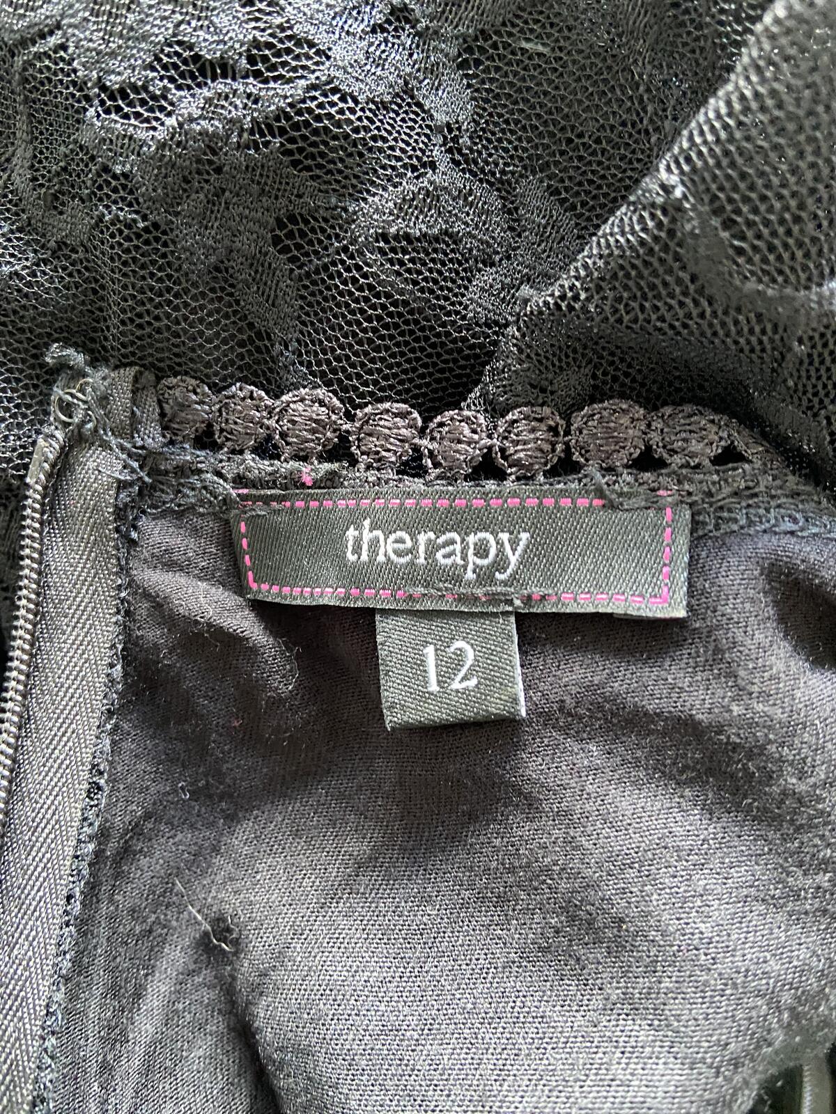 Therapy Black Lace Long Sleeve Dress - Size 12