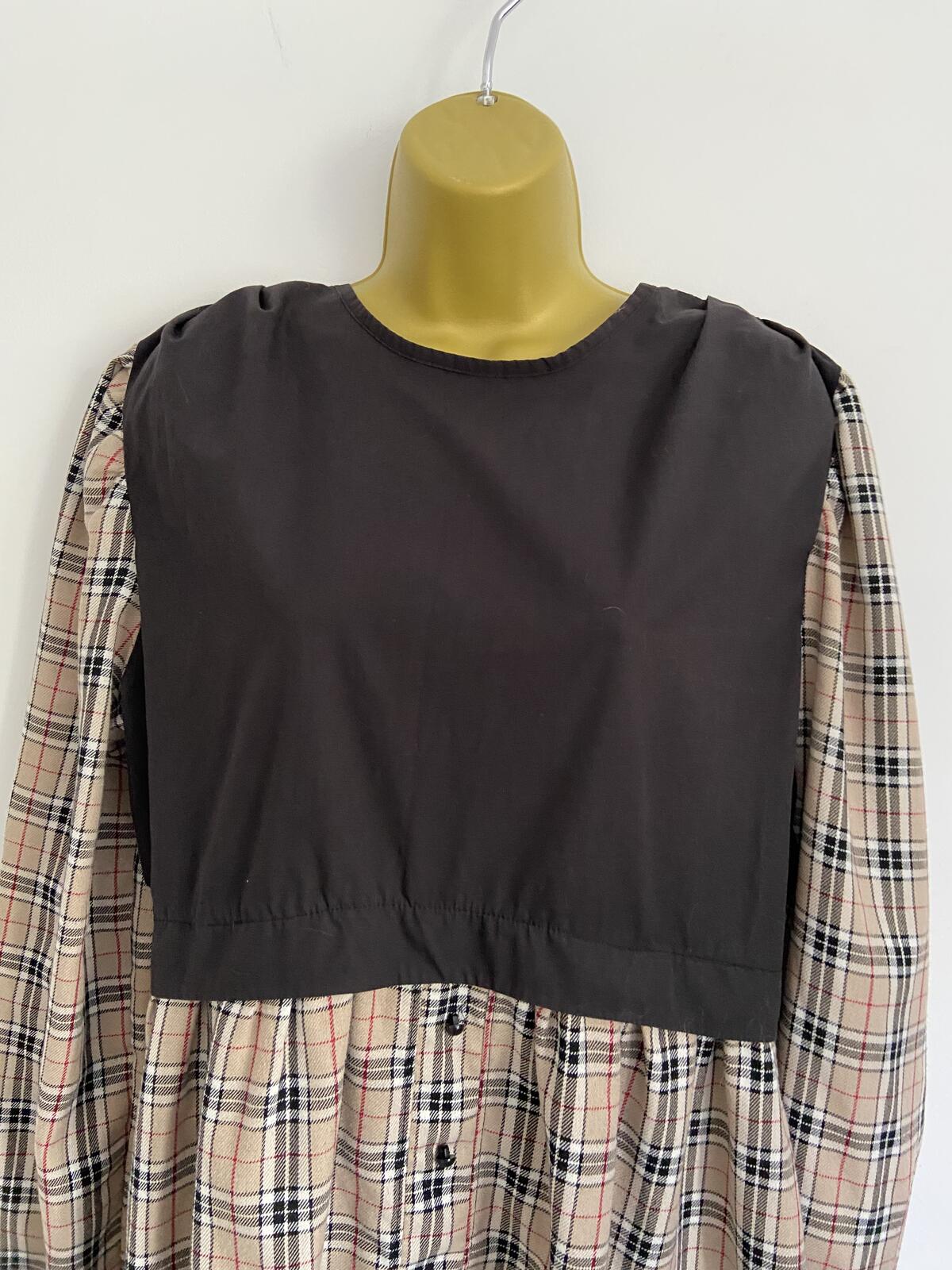 I Saw It First Black & Brown Tartan Two-Tone Dress - Size 16