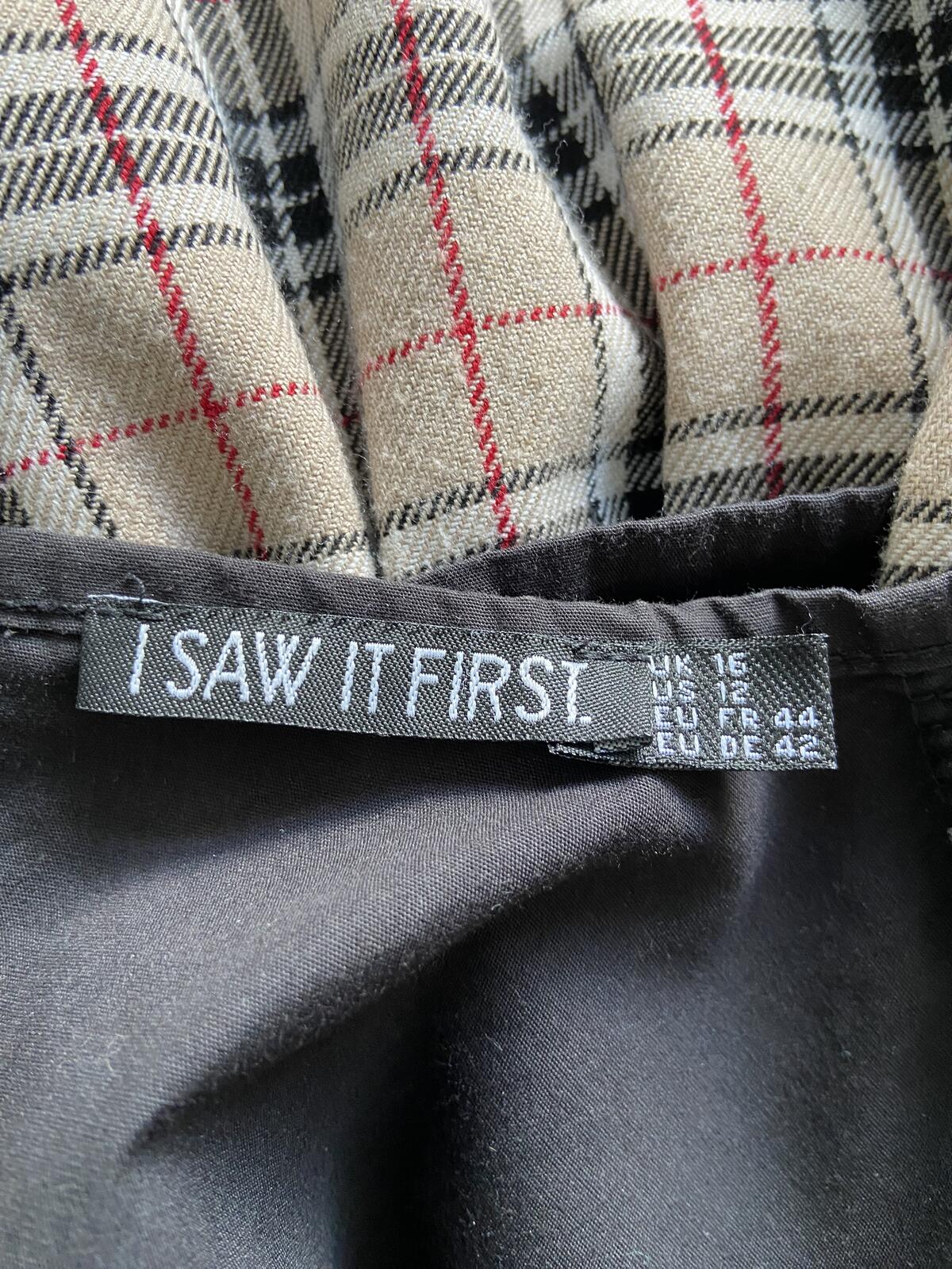 I Saw It First Black & Brown Tartan Two-Tone Dress - Size 16