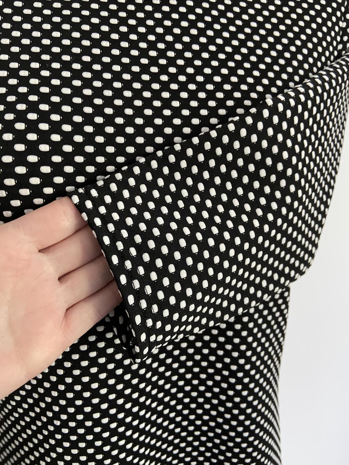 Peacocks Black and White Polka Dot Jersey Dress - Size 10