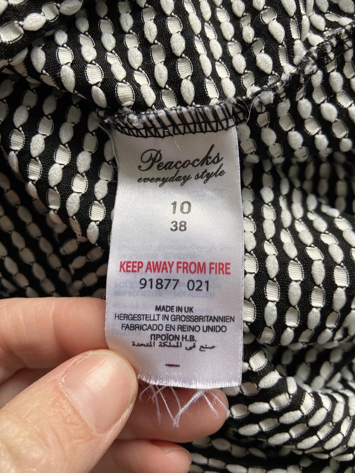 Peacocks Black and White Polka Dot Jersey Dress - Size 10