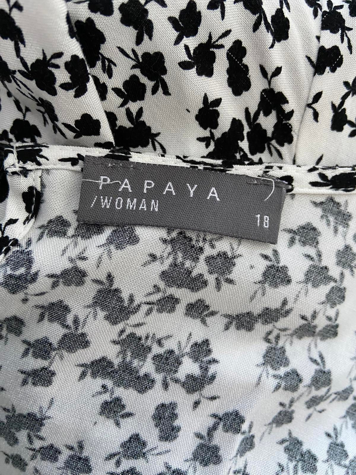 Matalan Size 18 Black & White Floral Midi Dress Short Sleeve Tie Waist