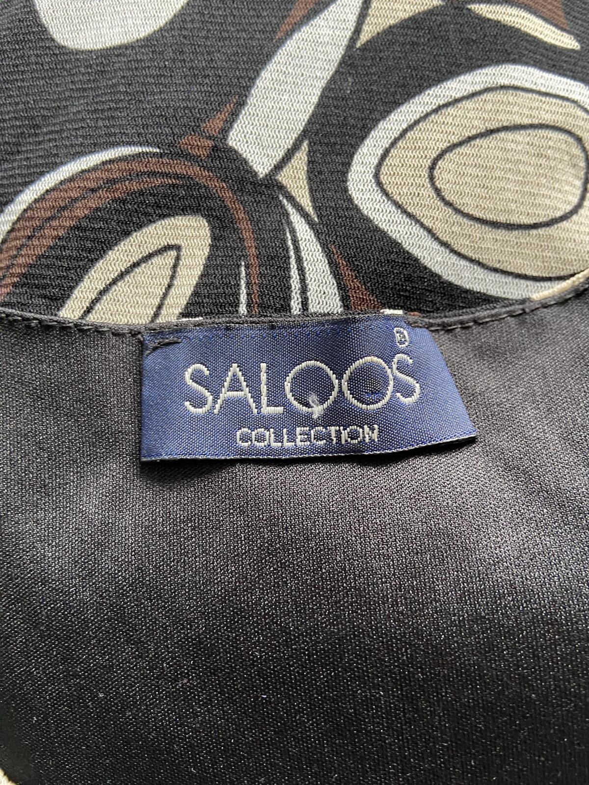 Saloos Black, Beige & Brown Abstract V-Neck Top - Size Medium