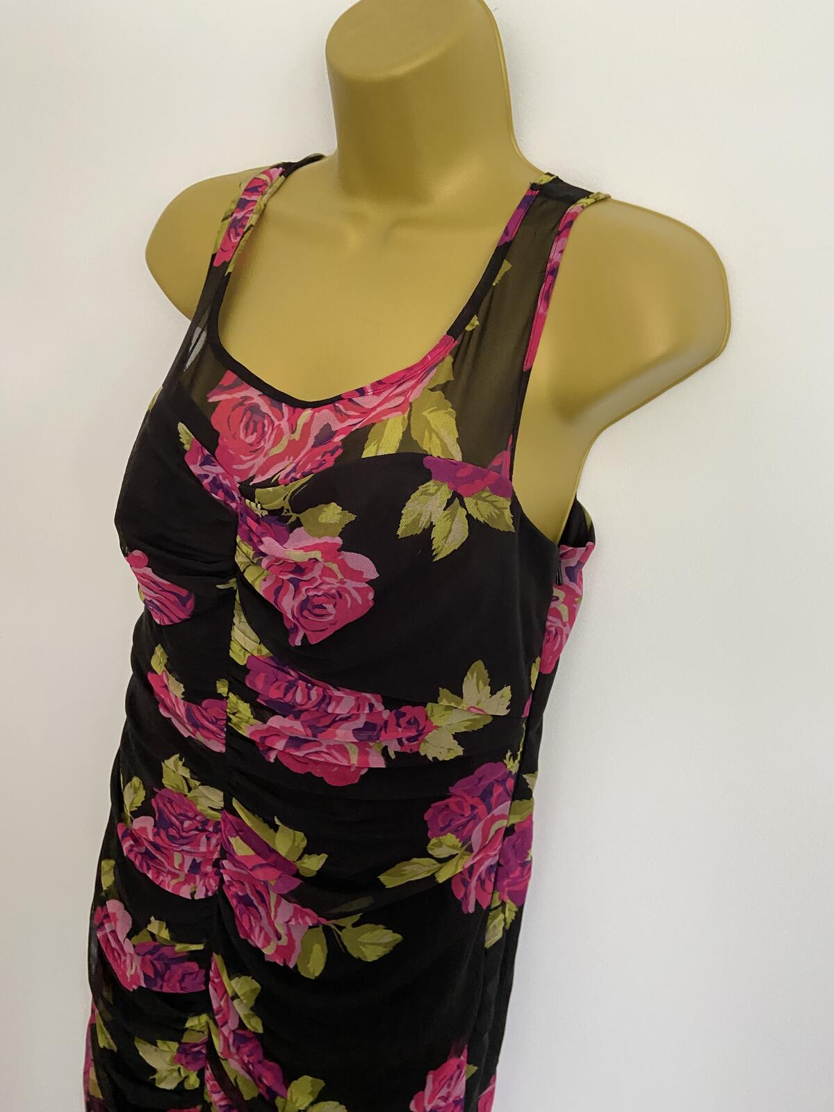 Star by Julien Macdonald Black Floral Ruched Dress - Size 12