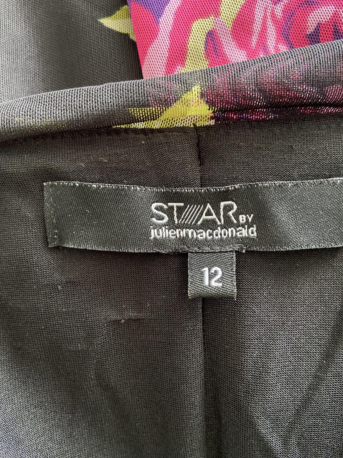 Star by Julien Macdonald Black Floral Ruched Dress - Size 12