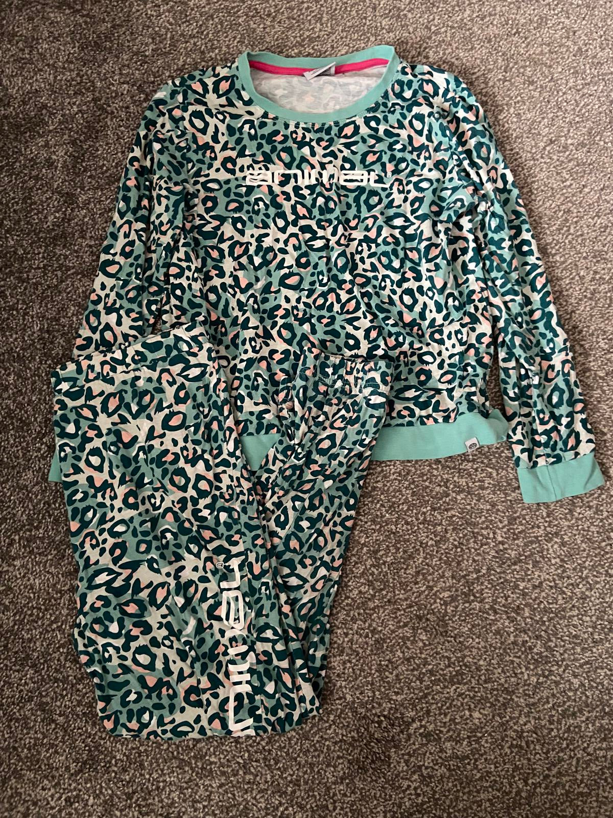 Animal Girls' Leopard Print Pyjamas Two-Piece - Turquoise, Age 11-12
