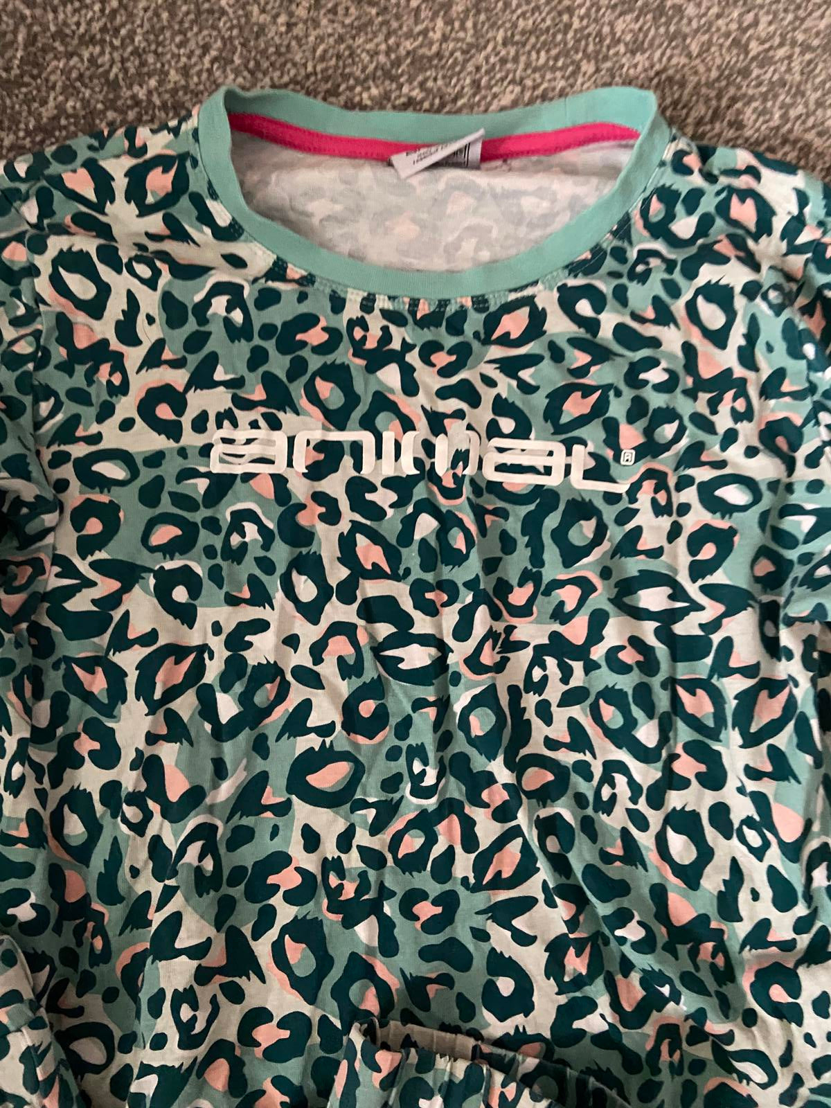 Animal Girls' Leopard Print Pyjamas Two-Piece - Turquoise, Age 11-12