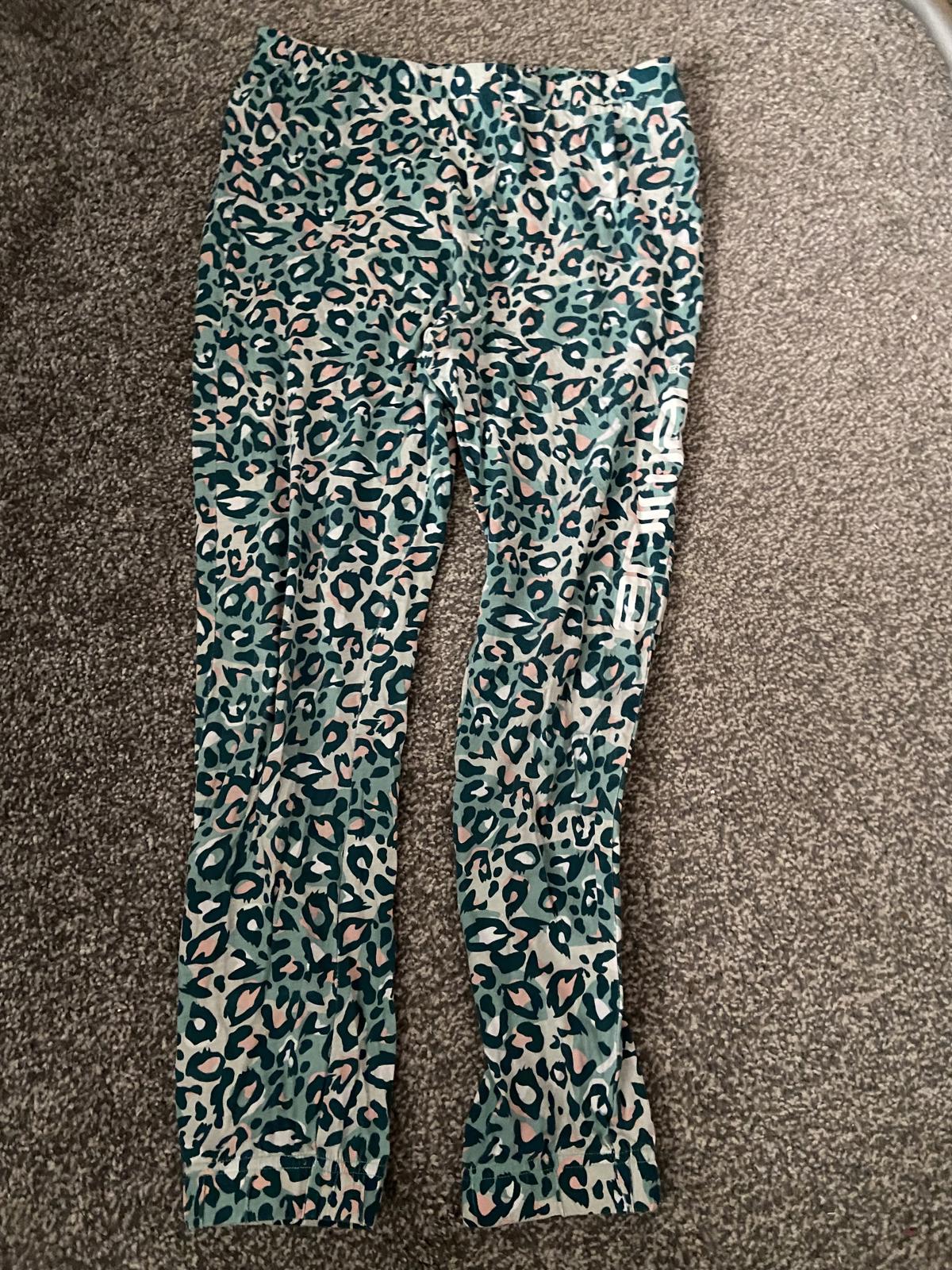 Animal Girls' Leopard Print Pyjamas Two-Piece - Turquoise, Age 11-12